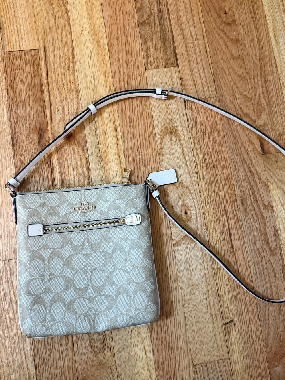 Coach Khaki and Chalk Signature Crossbody Bag